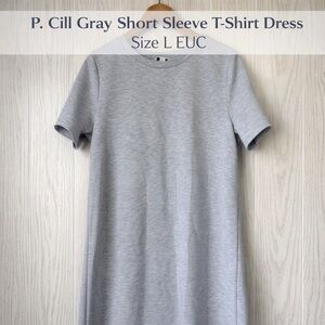 P. Cill Gray Short Sleeve T-Shirt Dress Size L EUC